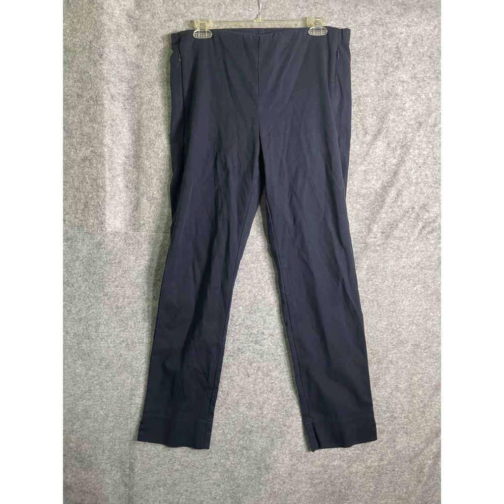 J. Jill Essential Cotton-Stretch Navy Blue Side Zip Slim Leg Pants Womens 10